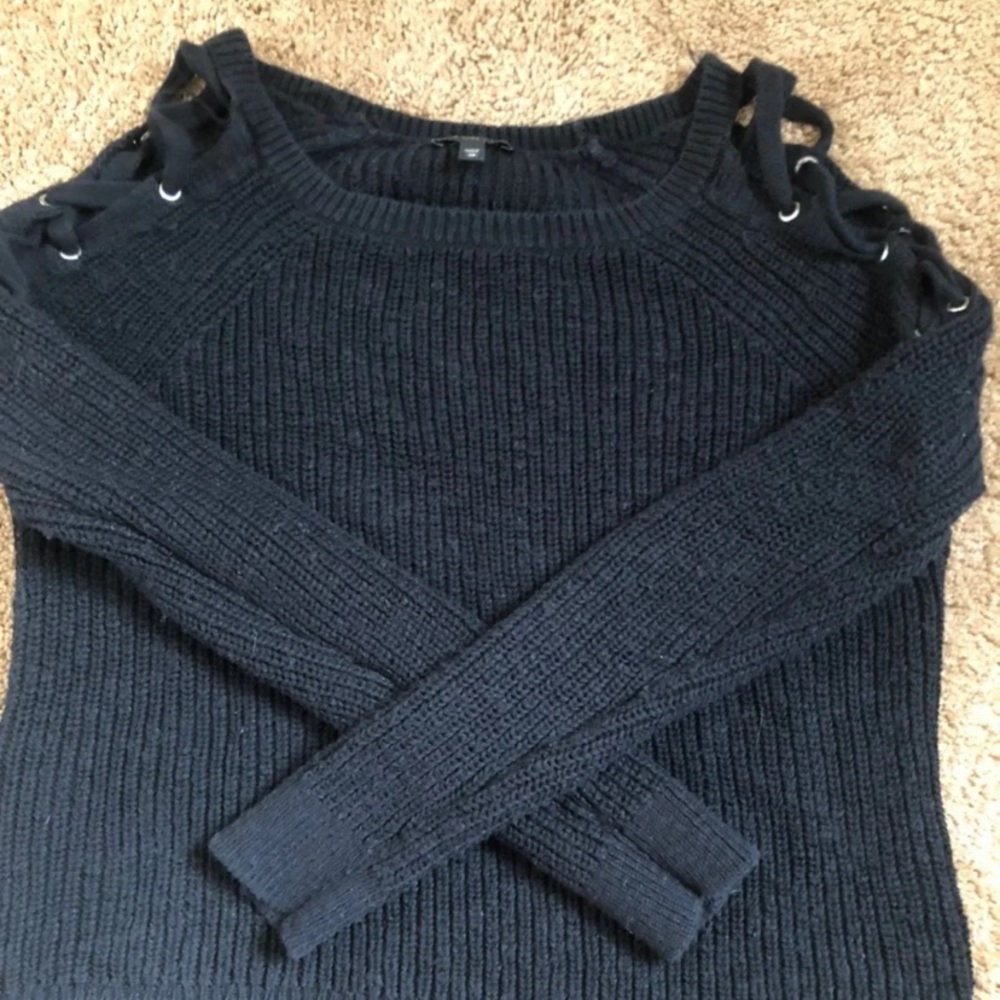 Lace Up Cold Shoulder Sweater